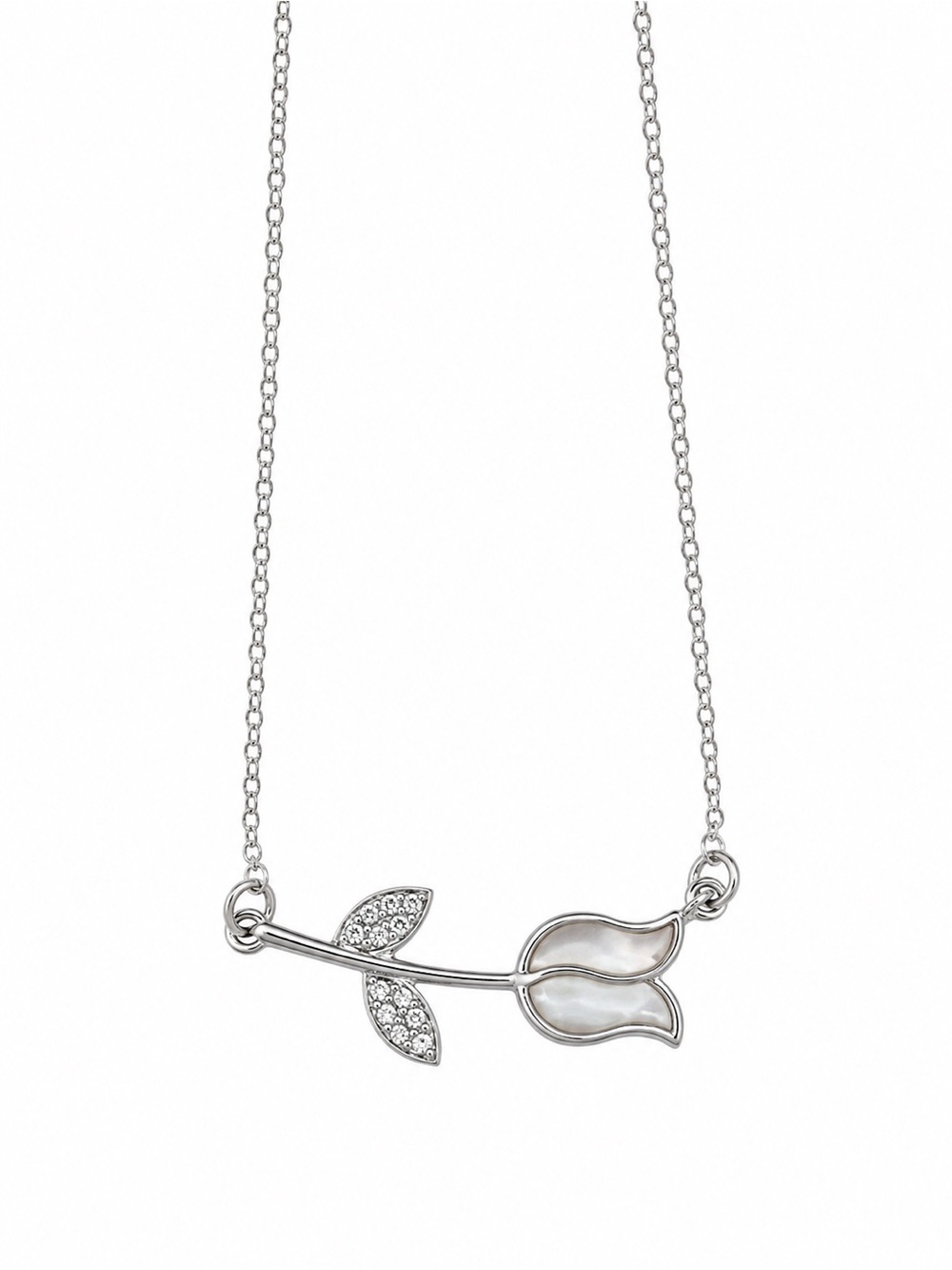 Silver Tulip Pendant Necklace
